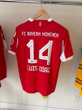 Adidas Bayern Munich Luis Diaz 14 Jersey 2025/26 Home XL and L UCL 6 Patch NWT